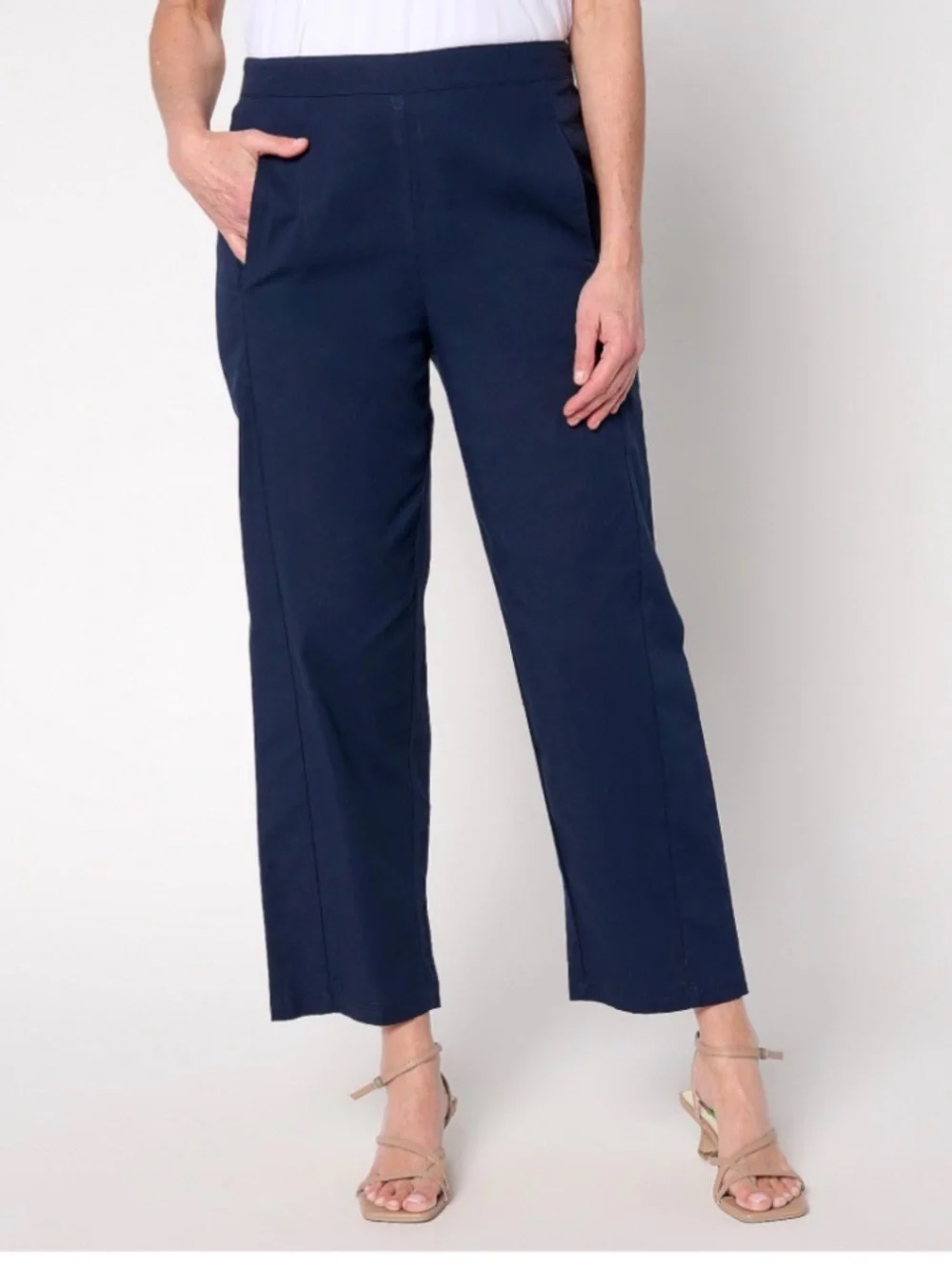 by Stacy London Regular Pull-On Ankle Length Pant Size Medium Navy
